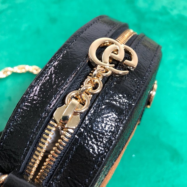 Gucci經典款女包 550618 古馳Ophidia系列 圓形迷你肩背包 Gucci深藍磨砂皮鏈條斜挎包  gqy1943